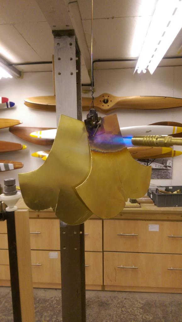 LaurenAirshows's tweet photo. Tools you never thought a propeller maker needed, part 1: the blowtorch. Used to anneal the brass for leading edges. http://t.co/ZQ8a1TXuNG