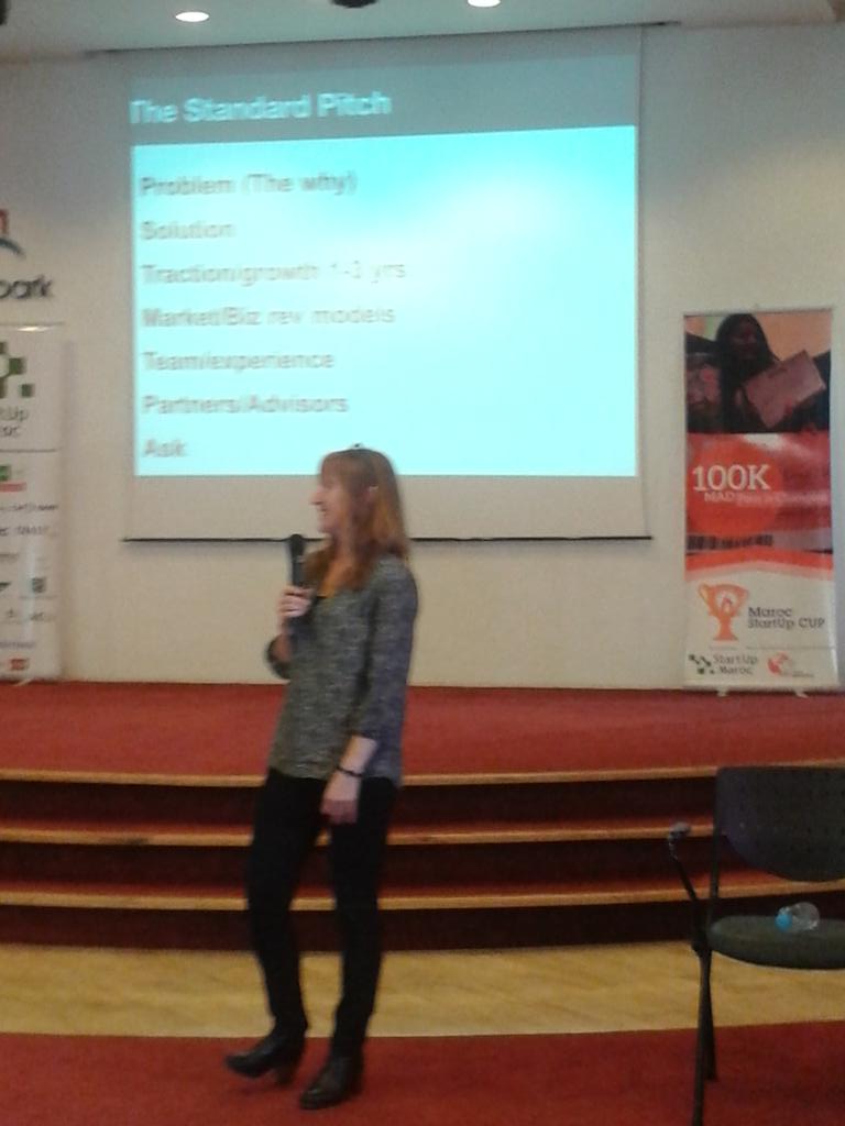 ReDahmouni's tweet photo. Pitch! The why, Solution, Traction, Market/biz model, Team and Partners/Advisors @MarocStartupCup @changecatalysts http://t.co/trF7vbNpm2