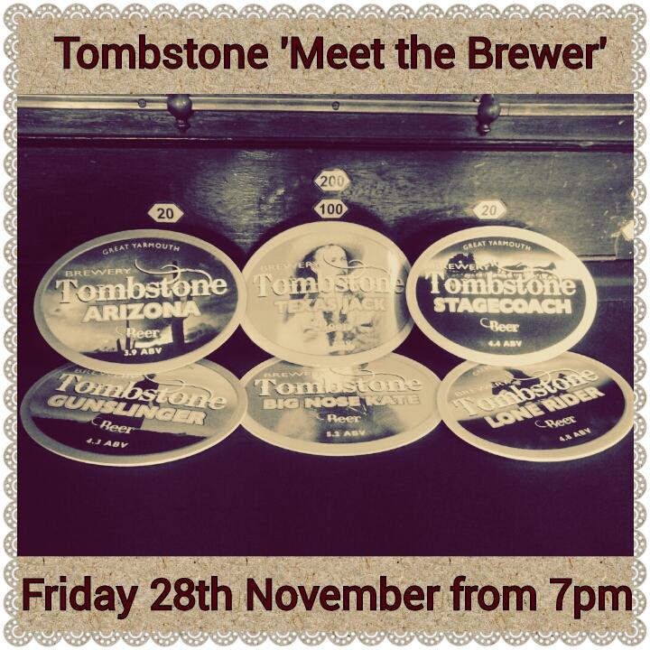 TheCottagePH's tweet photo. This Friday, @TombstoneBrewer meet the brewer @ 7pm! Come and mingle with Paul and sup great beer! @NorwichCAMRA http://t.co/cgeEuouGkW