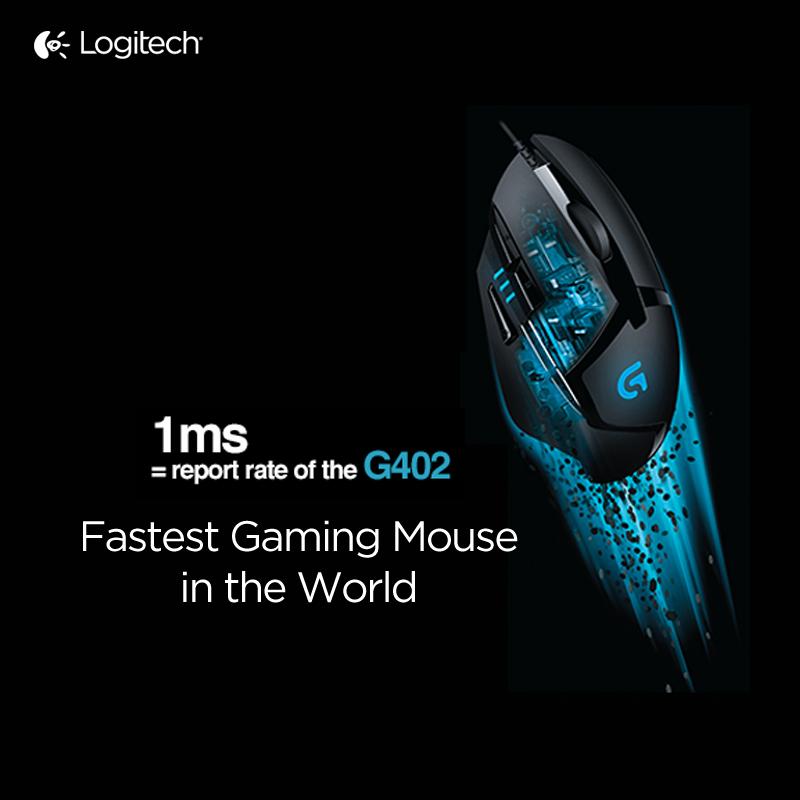 India_Logitech's tweet image. With a 1 ms report rate the #LogitechG402 is the fastest mouse in the world! Buy here NOW: bit.ly/G402Logitech