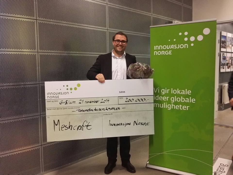 Inven2as's tweet photo. Gratulerer #Inven2Start-vinner 2013 @Meshcrafts med Gründerprisen 2014! @InnovasjonNorge http://t.co/JsIqTjzMKi