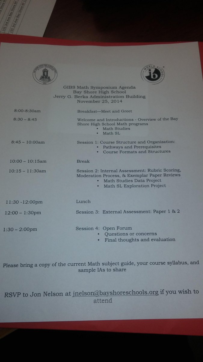 BSMathGeeks's tweet photo. Bay Shore hosting an IB Math Symposium today. http://t.co/kJ6WkB44U7