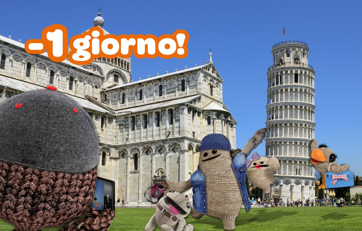 PlayStationIT's tweet photo. Sackboy &amp; i suoi amici festeggiano la fine del tour italiano a Pisa! Da domani salteranno nelle vostre PS4! #LBP3 -1 http://t.co/W8lsx5I03v