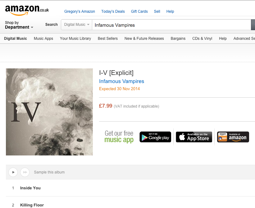 InfamousVampire's tweet image. The album now available for pre-order on Amazon amzn.to/1zpyBYa