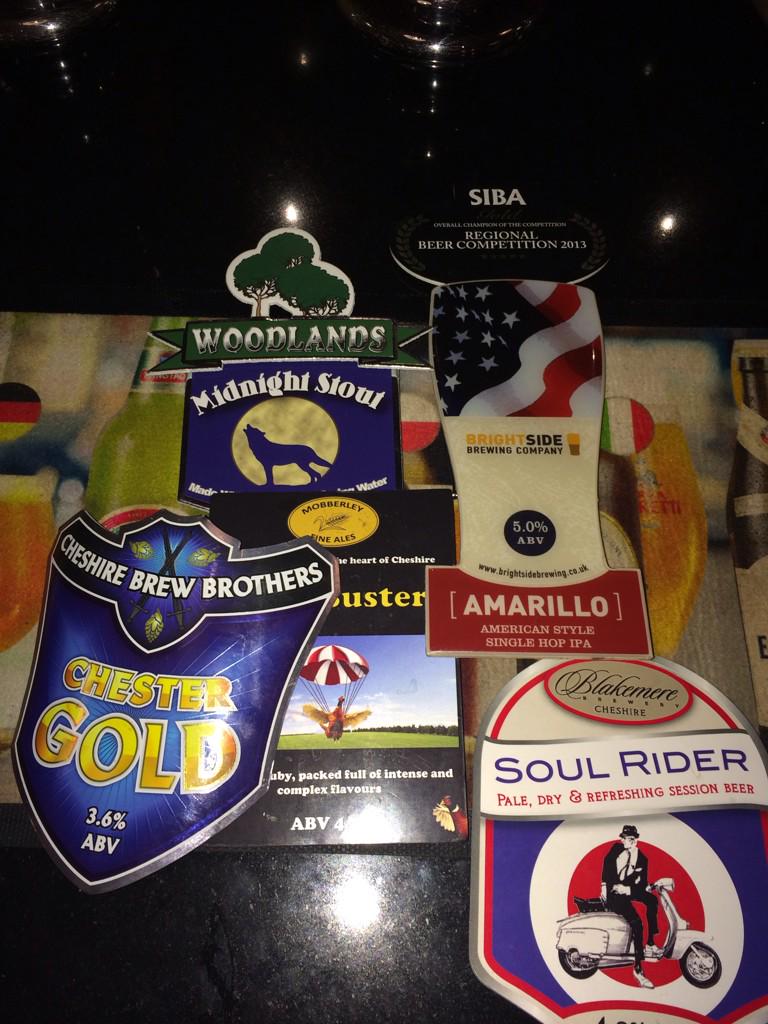 JDW_Stockport's tweet photo. Currently on our ale pumps from @BrightsideBrew @TheBrosBrewing @mobberleyales @Woodlandsbrew and blakemere brewery http://t.co/SC8GL9Tm02