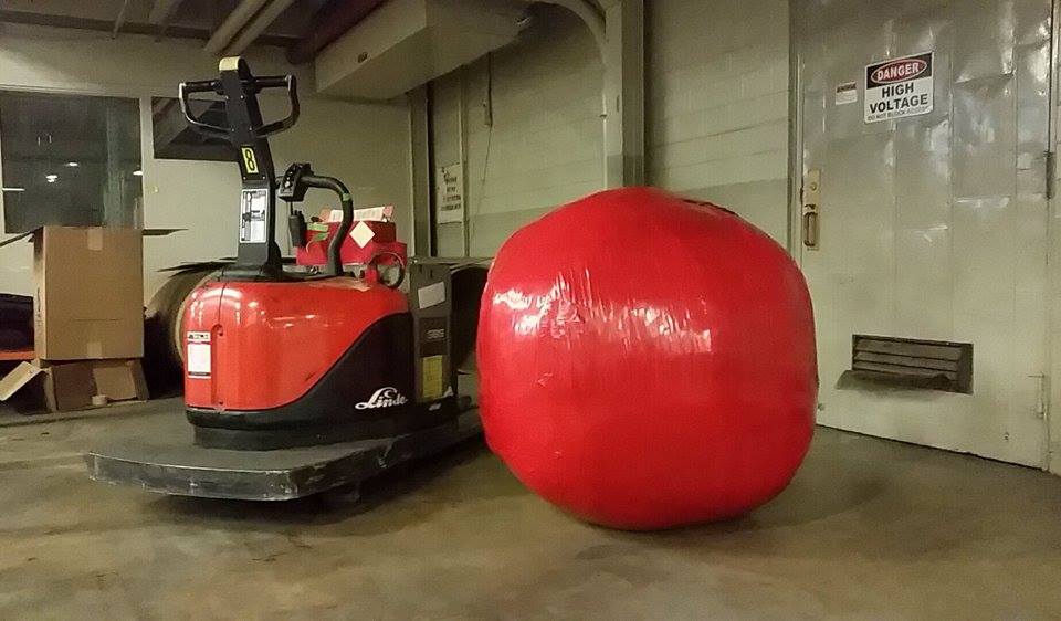 ProTapes's tweet photo. The great tape ball is still growing! This picture gives you an idea of just how big it is! #tapeball http://t.co/YpBl8laxNN