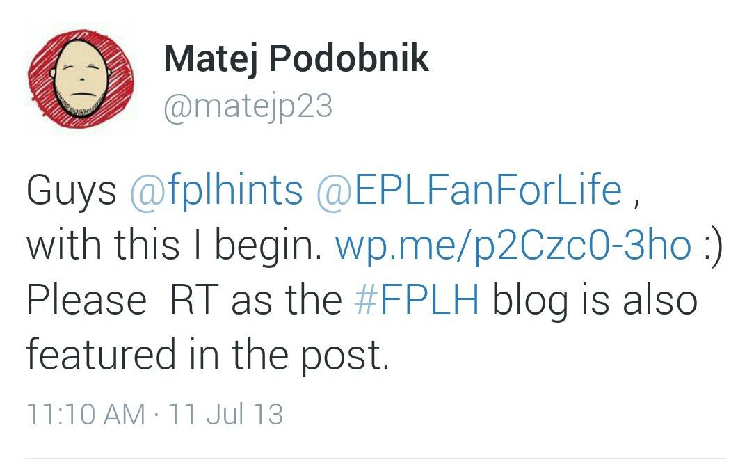 matejp23's tweet photo. A trip down the #FPLH hash tag lane.

My first ever #FPL blog post for @FantasyYIRMA . :D
http://t.co/PVMyOXKEbj http://t.co/4C5AQ1wsIV