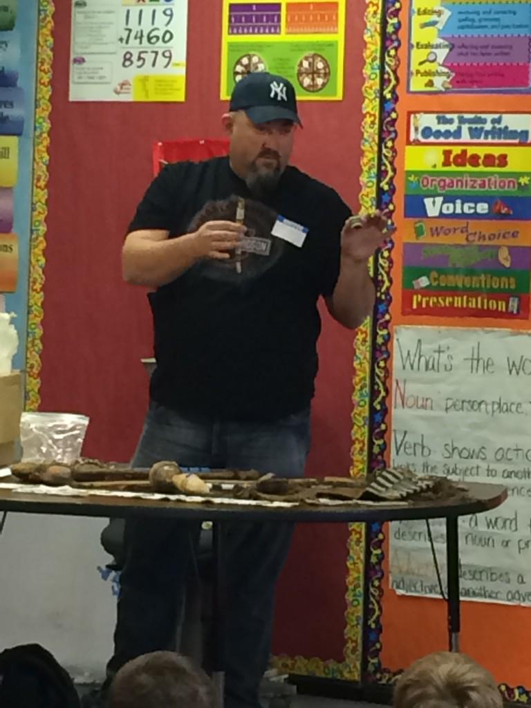 We have been learning about the Plains Indians in 4th grade Social Studies. Pete Smock came to show Indian artifacts.