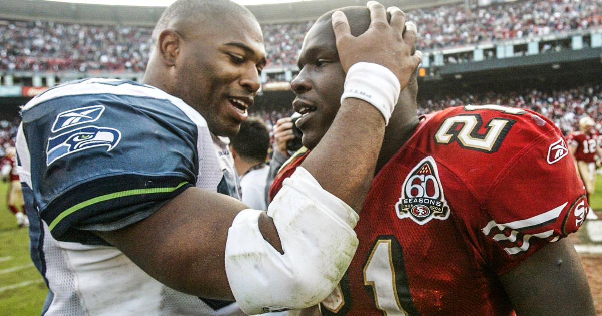 49ers's tweet photo. 13 lesser-known facts about #49ers-Seahawks rivalry, including a note on RB Frank Gore: http://t.co/HZY0GiNeDx http://t.co/aKd936ewto