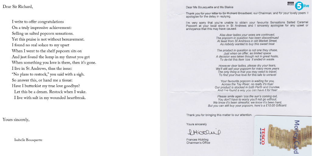 bbc5live's tweet photo. Following a poem of complaint to Tesco, these students weren't expecting an apology in verse http://t.co/08xkSzi9B6  http://t.co/rZ2CF3O8Dx