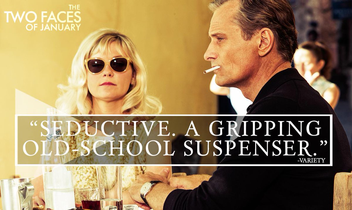 MagnoliaPics's tweet photo. "Seductive. A gripping old-school suspenser." - @Variety

Watch #TwoFacesOfJanuary: http://t.co/lzlfEX88bq http://t.co/FtuBsu88vV
