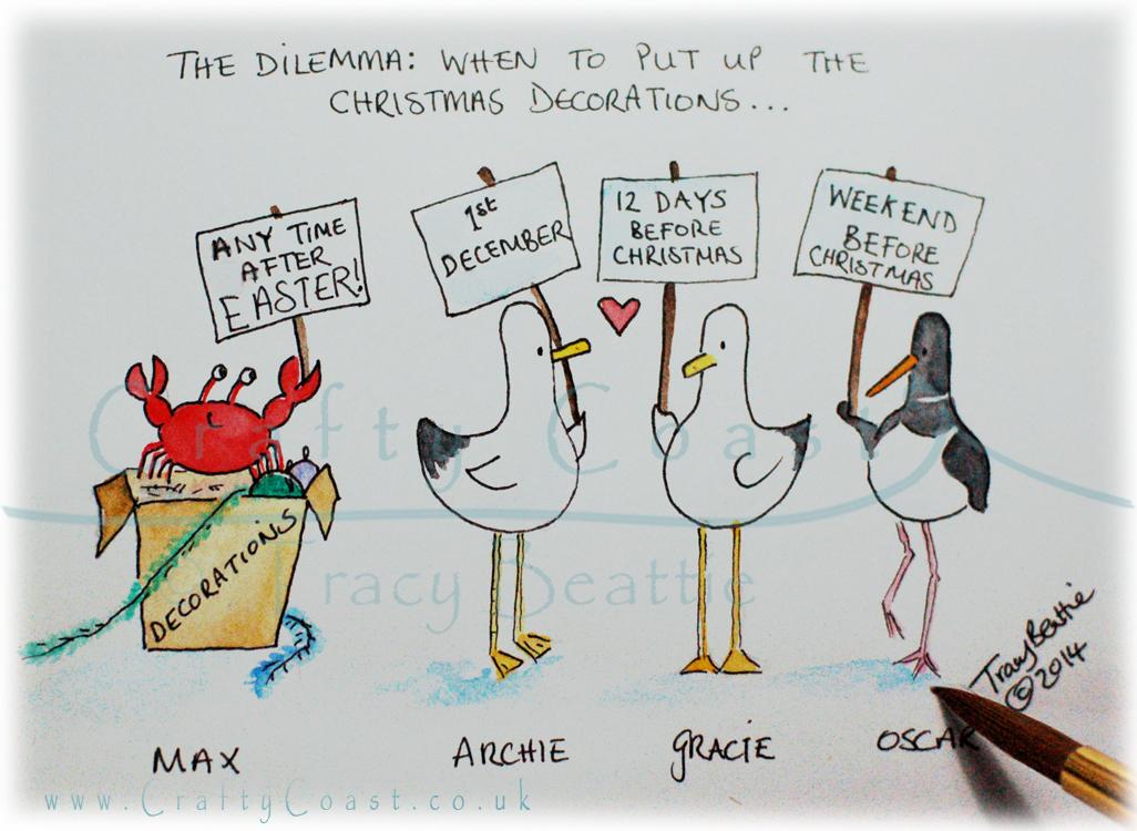 #ArchieTheGull's big dilemma of when to put the Christmas tree up... Max wants them up NOW! craftycoast.co.uk/archiethegull.…