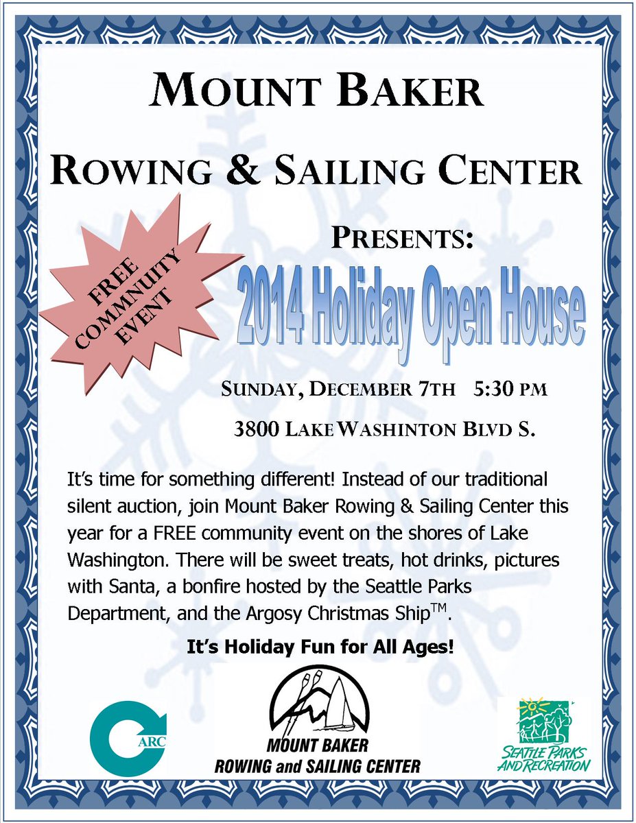 Be sure to join Mount Baker Rowing &amp; Sailing Center on December 7th for our Holiday Open House!