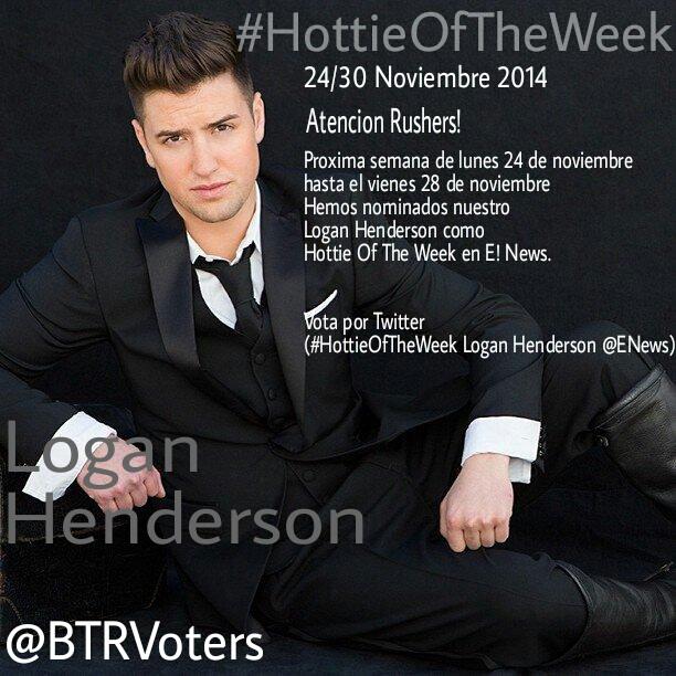 RockstarNatAlex's tweet photo. “@BTRVoters: #Rushers y #Loganators RT y votar por Logie! #HottieOfTheWeek Logan Henderson @ENews http://t.co/mN4VQU7uQA”