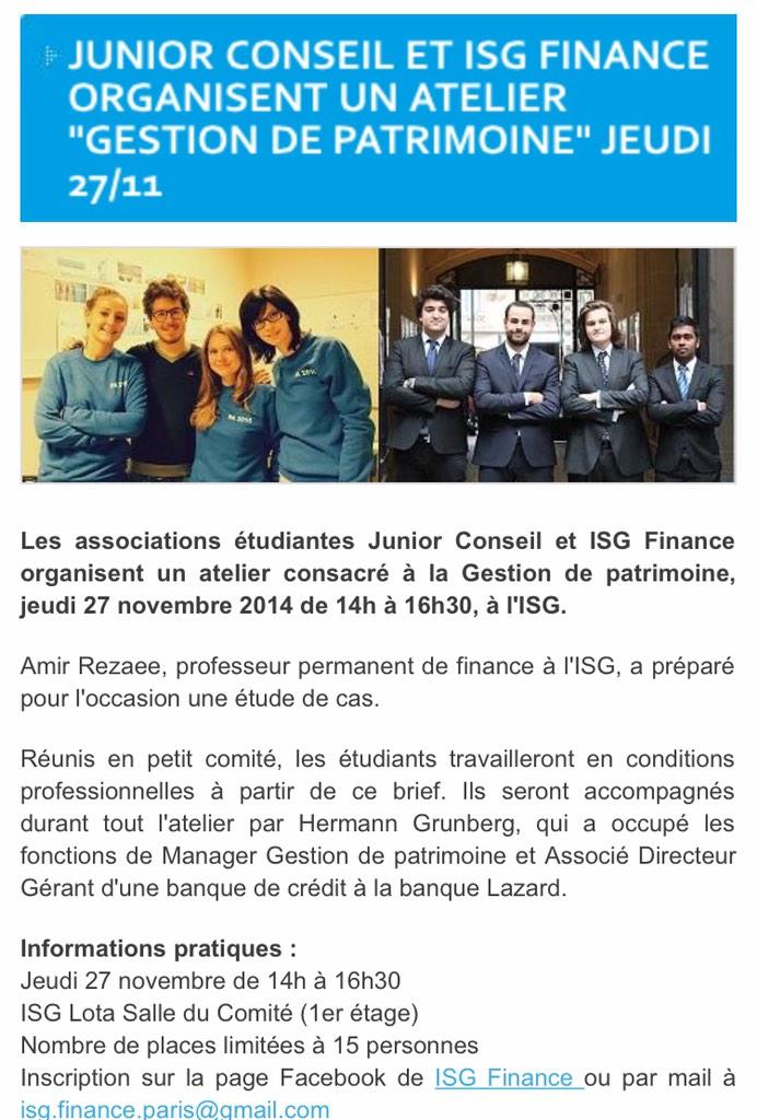 ISGFinance's tweet photo. @ISGFinance dans le blog IONIS pour l'atelier Gestion de Patrimoine de jeudi ! (@ISG) http://t.co/DqkBo73JtZ http://t.co/YHKsoBi68Z