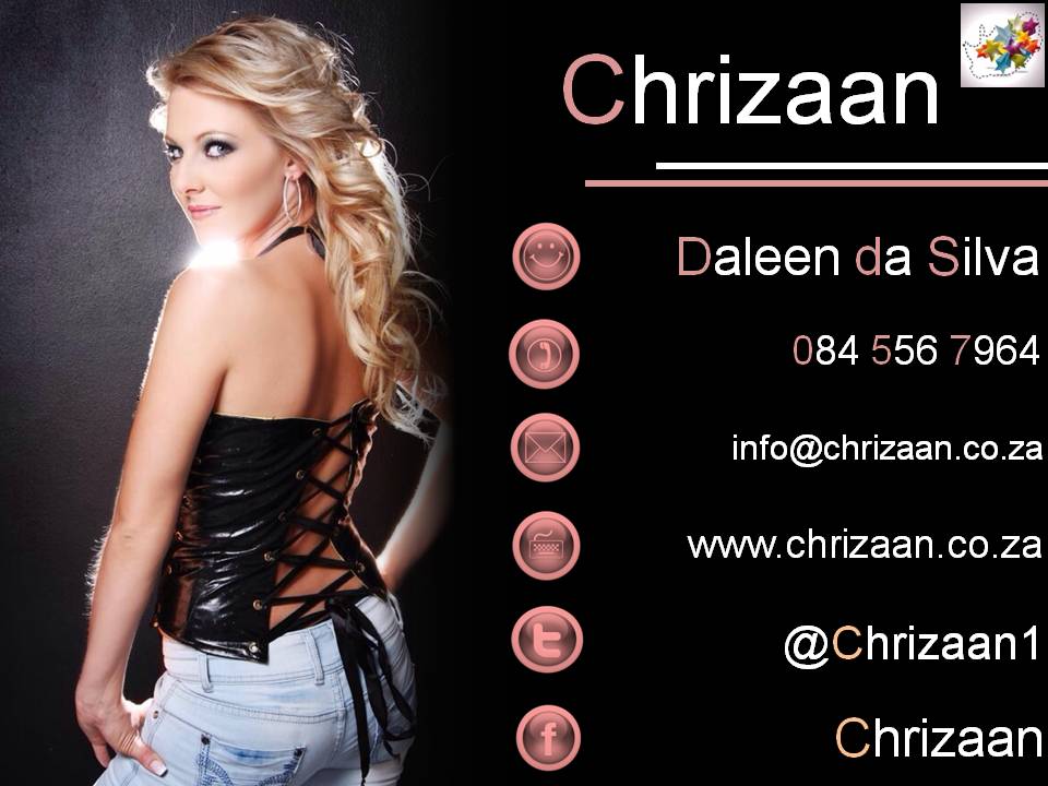 sa_artists's tweet photo. Om @Chrizaan1 te bespreek vir jou funksie, fees of fondsinsameling! Kontak gerus @DaleendaSilva http://t.co/9QXXgpa6FS