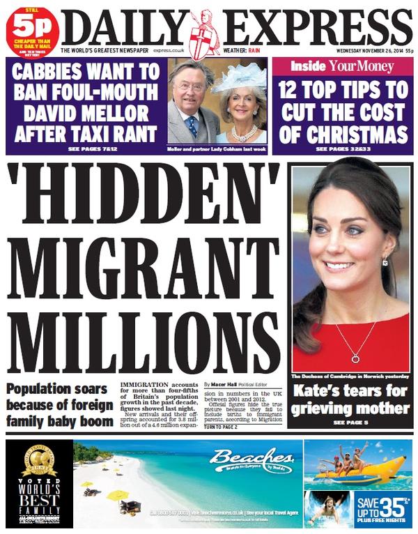 HackneyAbbott's tweet image. The Express "hidden migrants" are in fact babies born to immigrants. In other words UK children