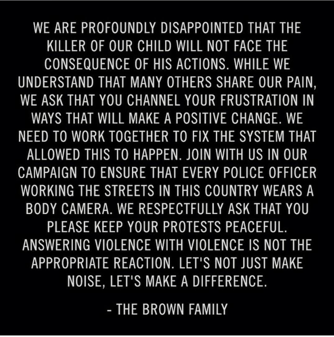SBU_SAAB's tweet photo. We stand with agreement with the Brown family. Let's make a difference. http://t.co/kbJAfPSxF1