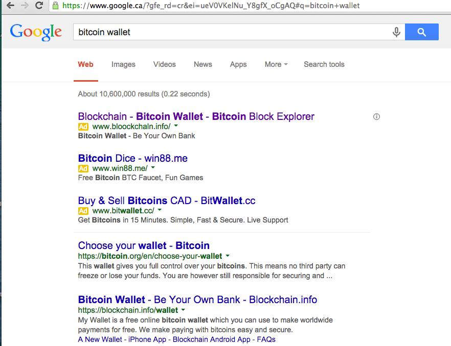 blockchain's tweet photo. RT @TileCoinX: Be careful out there! @blockchain Google ad - phishing scam. Be careful. Support ticket sent... http://t.co/OYGdTxd4hP