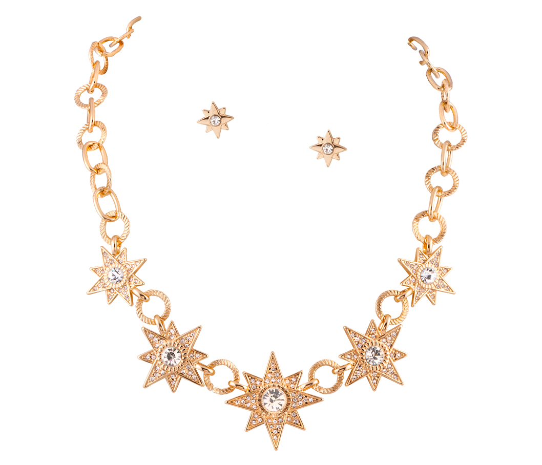 _Pacificsilver's tweet image. Get dressed up and go out! OUR STAR NECKLACE SET #3610 is a perfect addition of glitz and glam! #style #star #jewelry