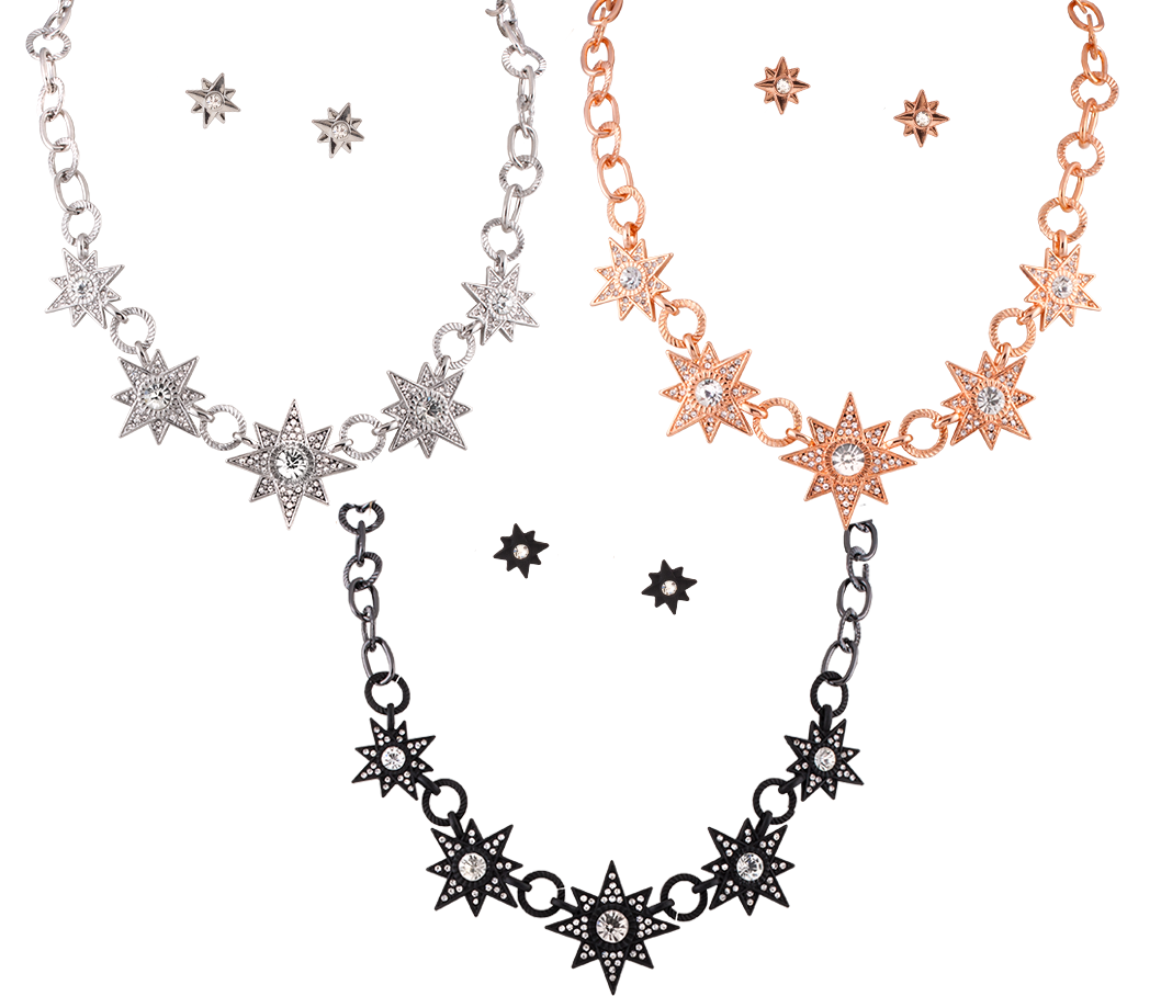 _Pacificsilver's tweet image. Get dressed up and go out! OUR STAR NECKLACE SET #3610 is a perfect addition of glitz and glam! #style #star #jewelry