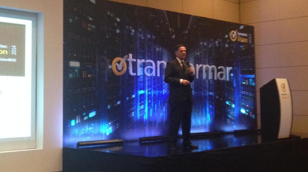 SymantecLatam's tweet photo. Ahora @PauloPrado en #SymVisionBOG presenta "Recuperación en caso de desastre en tan sólo dos clics". #Transformar http://t.co/7ekzoAXAH0