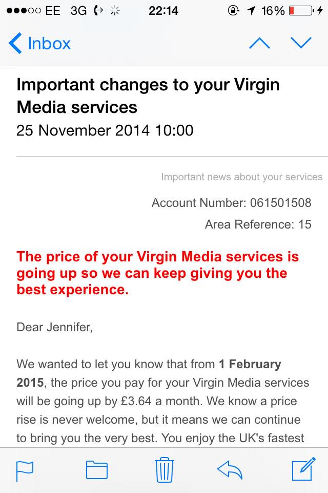 jennyrreeves's tweet photo. @virginmedia "fastest broadband" more like no broadband. 5 days and counting #switchtosky #moneyfornothing http://t.co/VPYV00kcLp