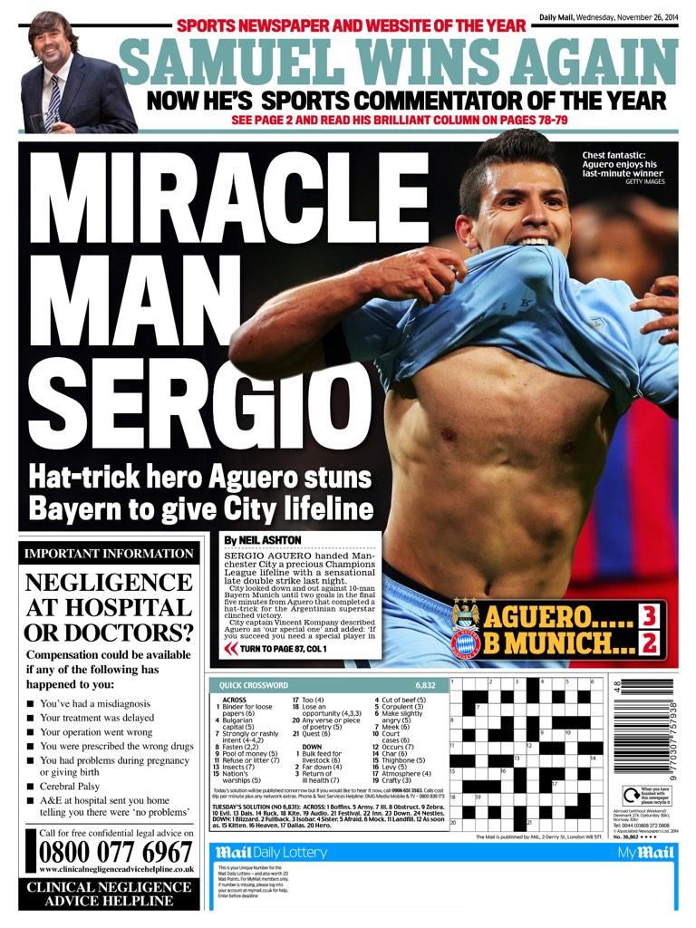 Portada del Daily Mail del 26 de Noviembre