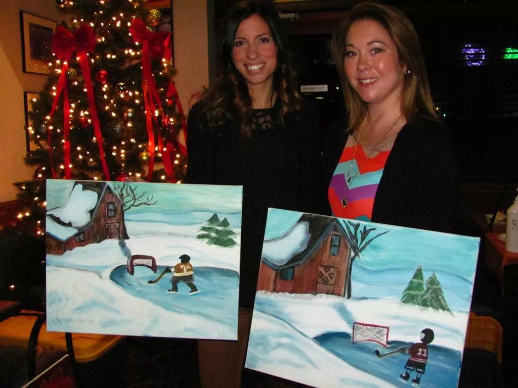 lisabraunartist's tweet photo. So beautiful and #festive @BPSportsWorld tonight! Great job everyone on Canadian Heart! #hockey #painting #kwawesome http://t.co/9978wlhzJo