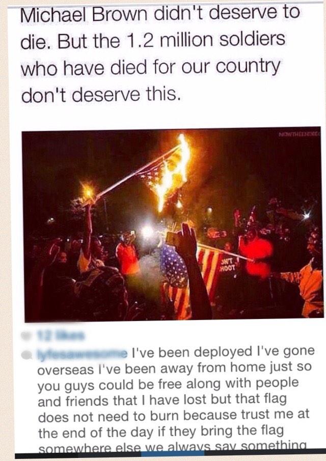 American flag burned for second straight night in Ferguson