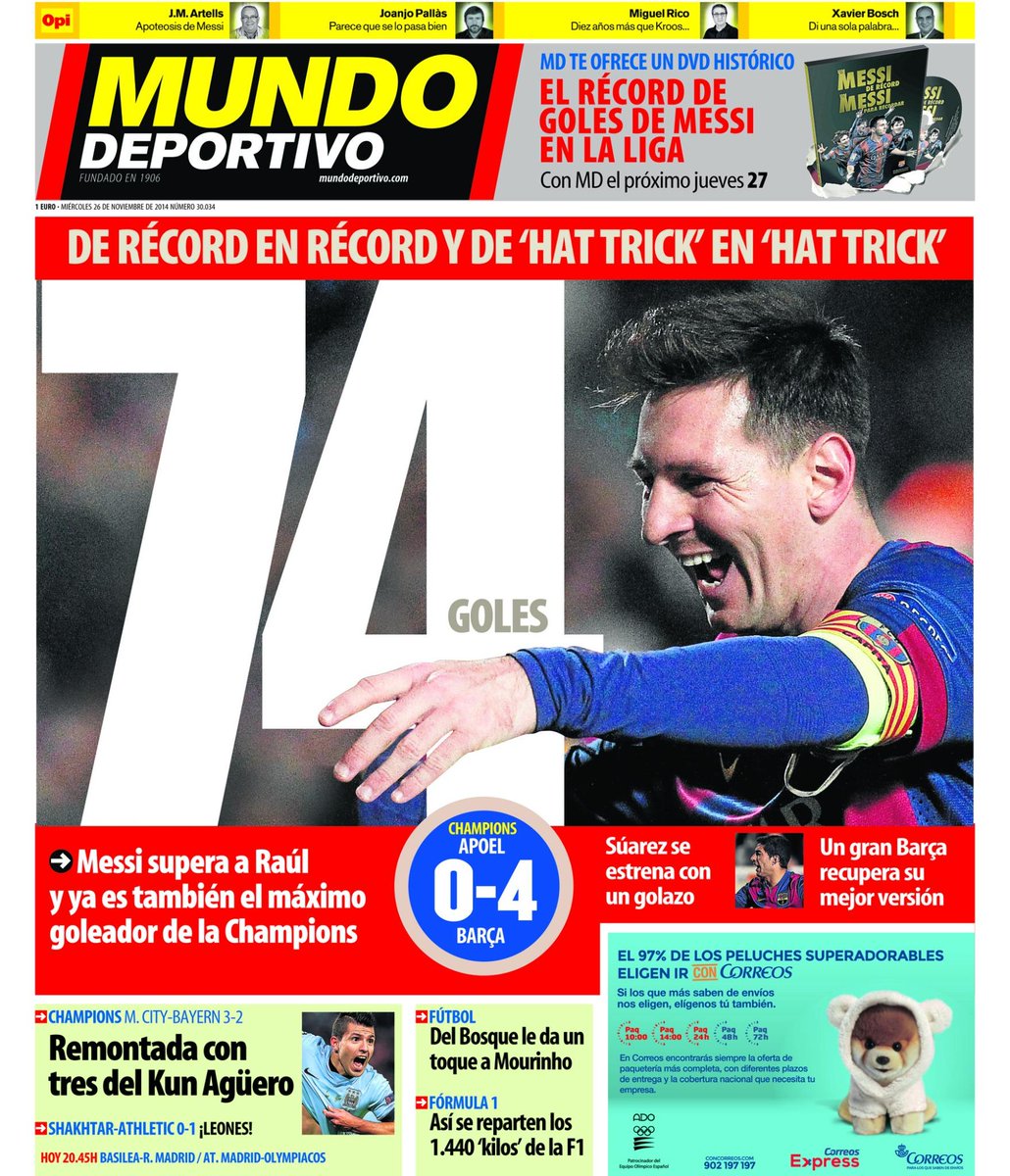 Portada de Mundo Deportivo del 26 de Noviembre