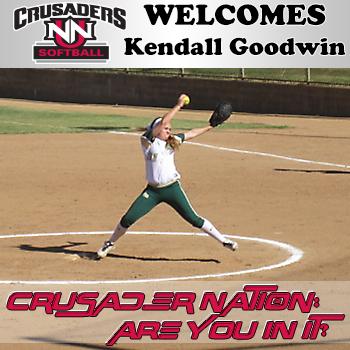 NNUSports's tweet photo. NNU Softball welcomes 2015-16 recruit Kendall Goodwin. More at http://t.co/VWK35OBFil #GoNNUCrusaders http://t.co/hT6hkcrr1z