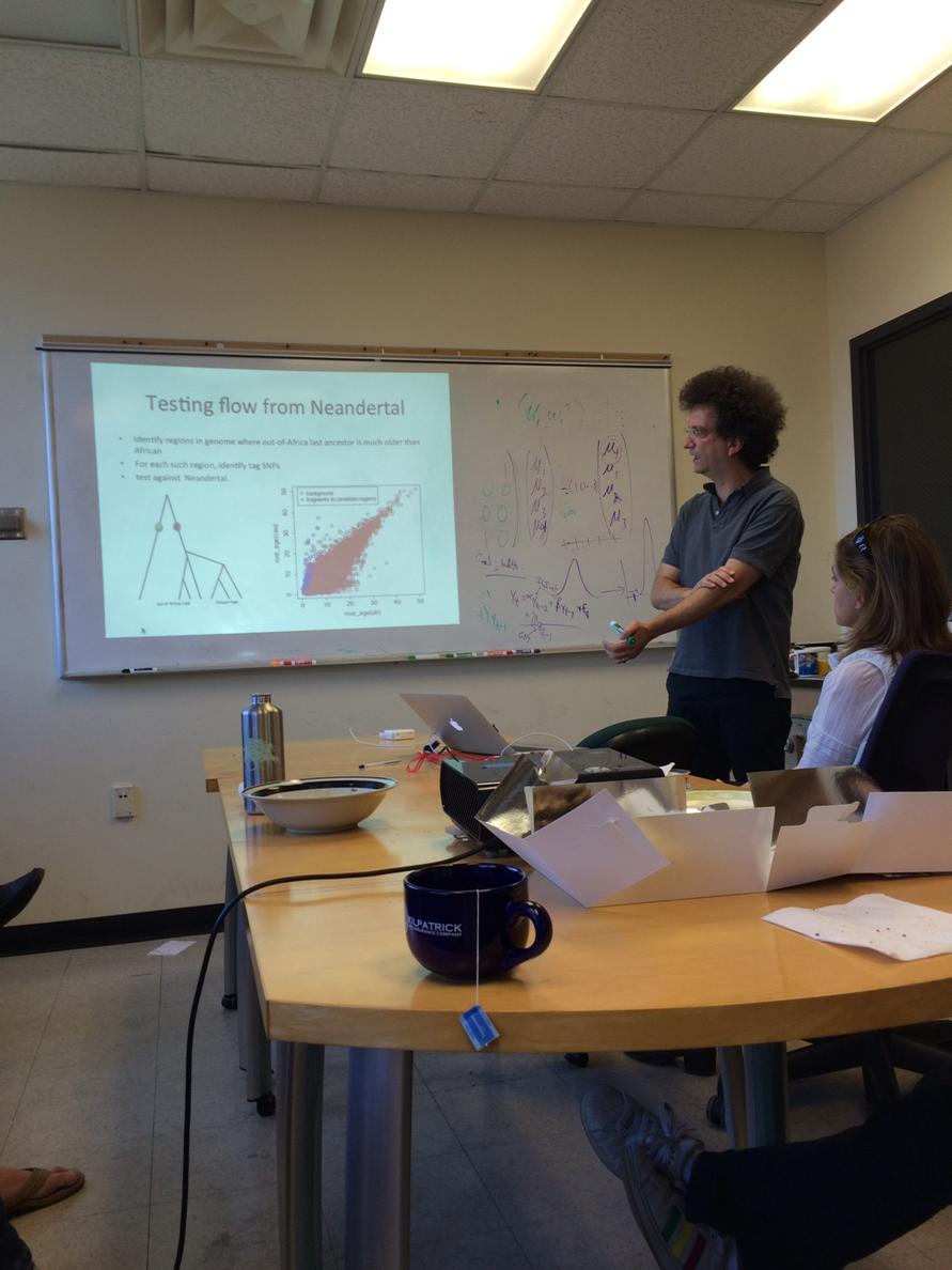 meyerslab's tweet photo. Had a great talk from Michael Lachmann surrounding Neanderthal gene flow today! #partneanderthal http://t.co/OsdMljv9vQ