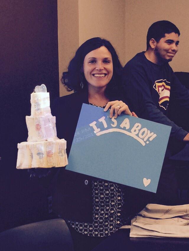 WinthropACAD034's tweet photo. To Celebrate Professor Sandler's baby boy our class made her a diaper cake! @WinthropACAD http://t.co/ib6iwLyLoF