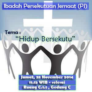 Mengundang teman-teman untuk hadir di ibadah PJ PMK-STMI, Jumat 28/11/14, pukul 11.15 di C.1.1.. Tuhan memberkati.