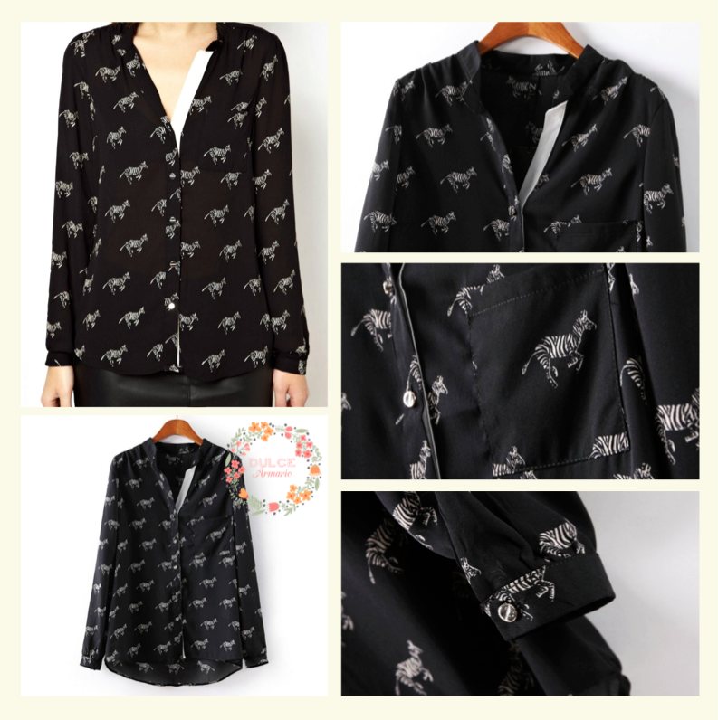 Blusa Cebras $12.900. Encuéntrala en nuestra VENTA ESPECIAL DE NAVIDAD. Domingo 30 / 15.00 hrs / Vaticano #4021