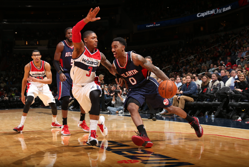 NBA's tweet image. A big game from Jeff Teague (28 pts) leads the @ATLHawks to a 106-102 win over the @WashWizards.