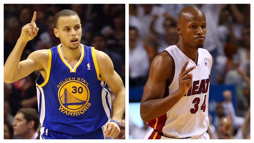 SportsCenter's tweet image. Stephen Curry now has 51 games w/ 5 3-pt FG and 5 Ast, passing Ray Allen for most in NBA history. (via @EliasSports)