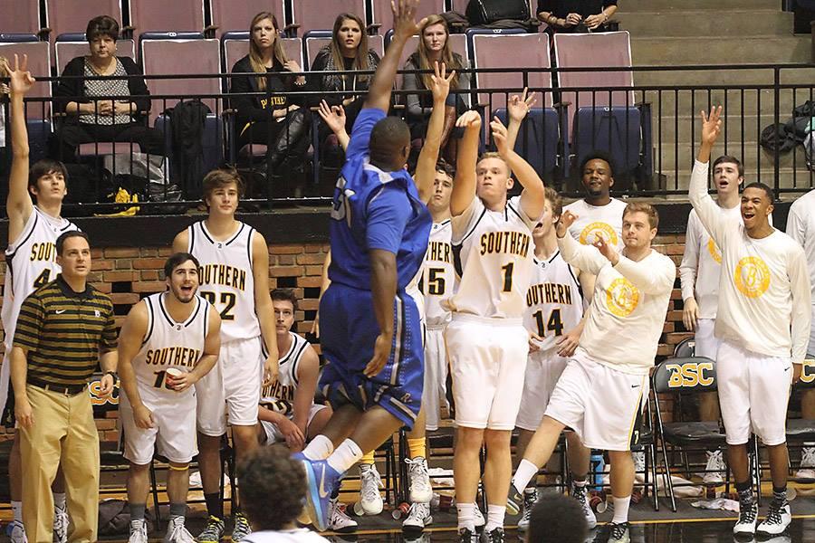 tigers950's tweet photo. When #TNTIGERS alum @RJW_35 (#BSChoops) shoots a 3, his teammates know what is coming.......buckets!!!! #CountIt http://t.co/9EVKIOQrB3