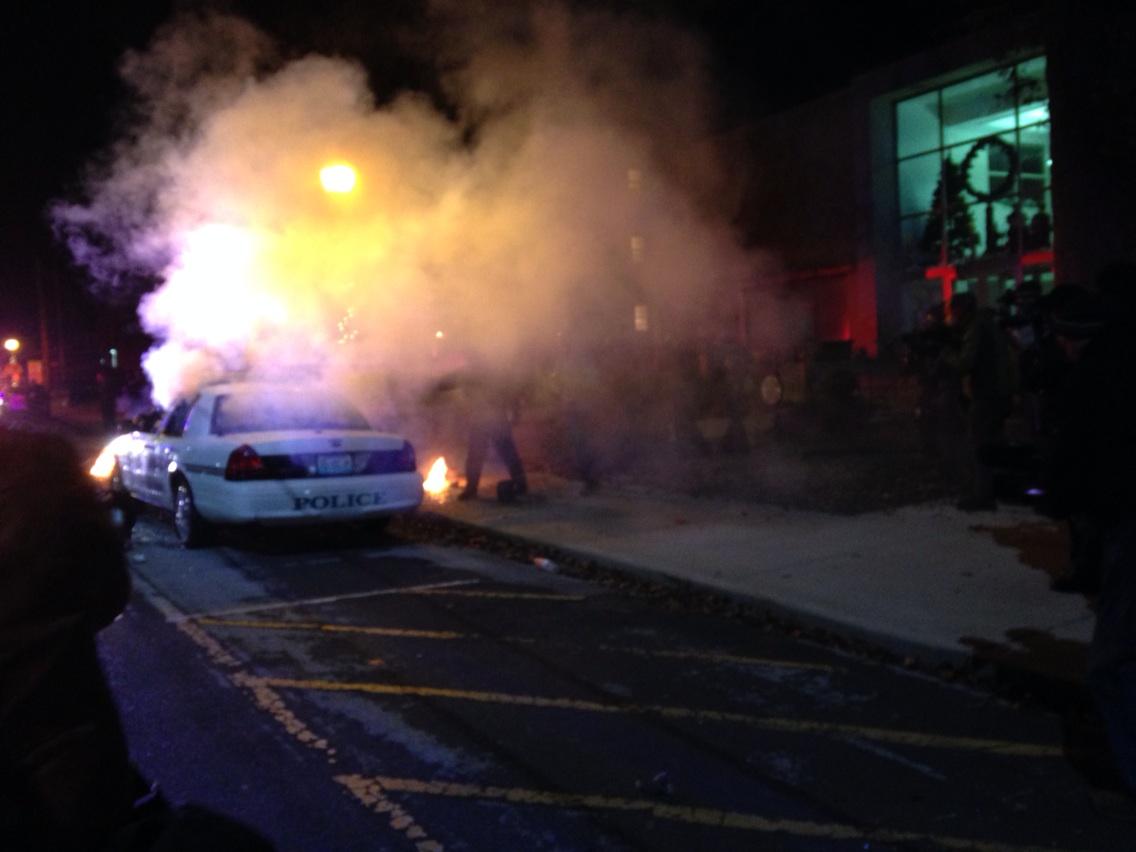 Night 2 in Ferguson: Cop car set on fire