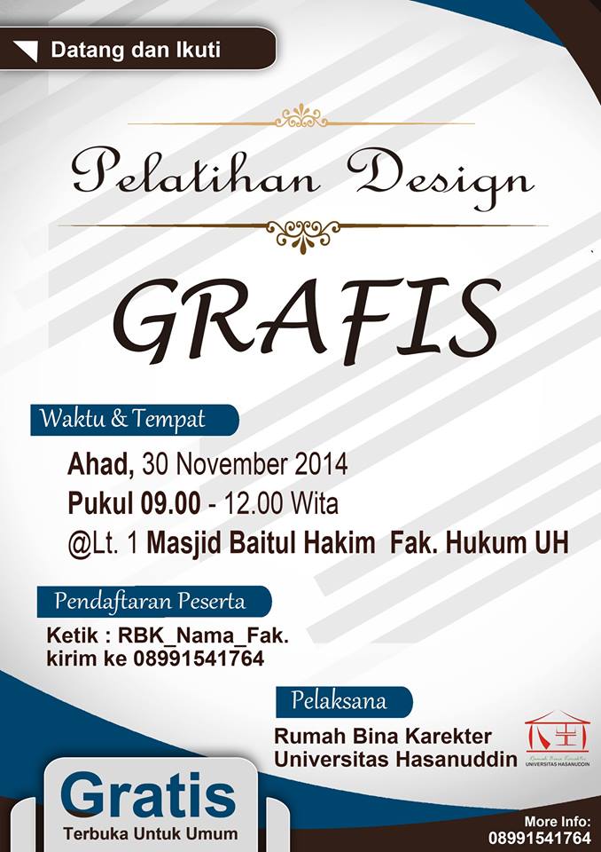 PPMI_DKMakassar's tweet photo. Untuk meningkatkan kualitas kader:
Hadirilah..
Pelatihan design grafis
ahad,30 november 2014
pukul 09.00-12.00 Wita http://t.co/kvX8tBbgLR