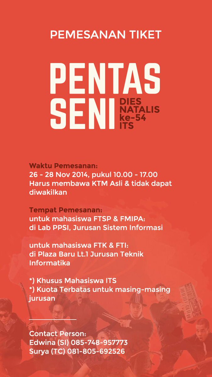 Dies54ITS's tweet photo. Yang pengen dapat tiket Pentas Seni, gini caranya! @ITS_Surabaya http://t.co/jVGJZrxzdG