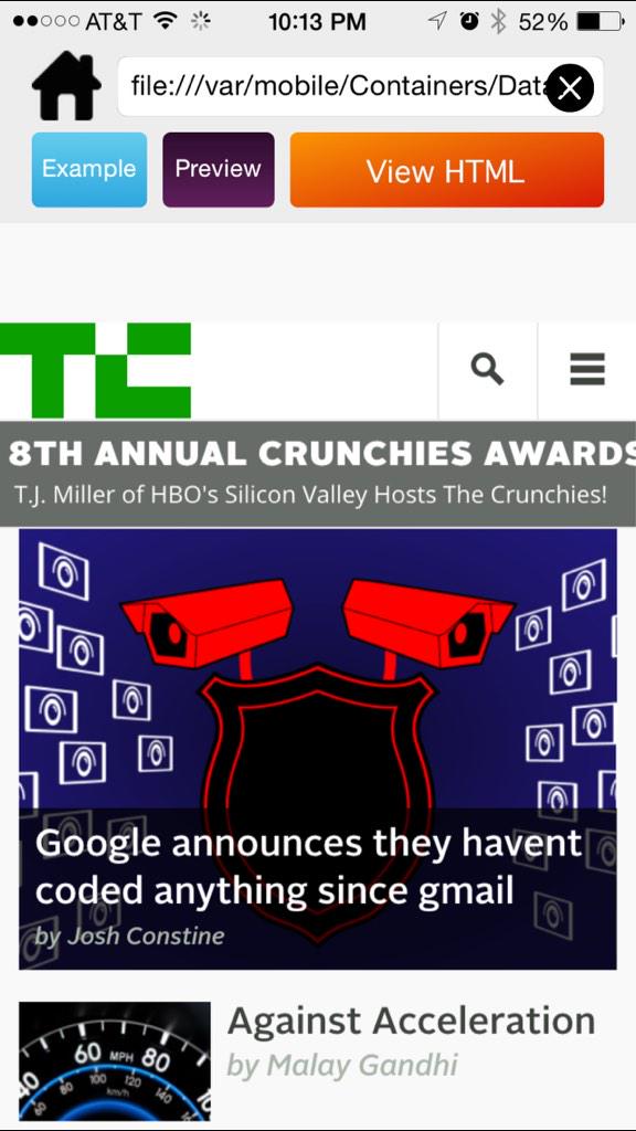 HTMLMakr's tweet image. Fun hacks with @HTMLMakr @TechCrunch by @AlexKFine