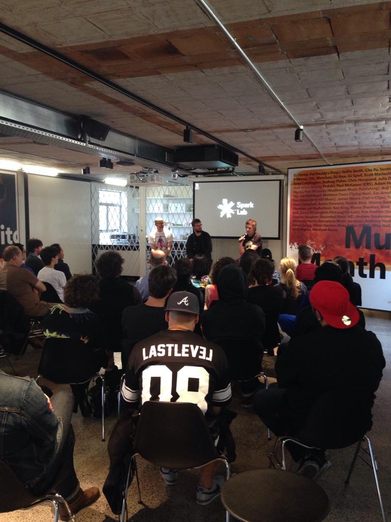 AMusicServices's tweet photo. #waynebell #oliverharmer #benking #sparklabnz great talk and full house as the producers speak. http://t.co/8PptrjGO1i