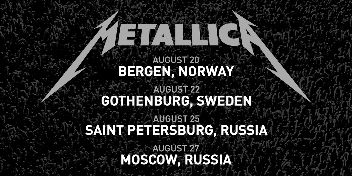 Metallica's tweet photo. Four more dates added to the August portion of our Euro vacation! #metallica #metontour http://t.co/ULQcMU8B52 http://t.co/Ukt4fOqL47