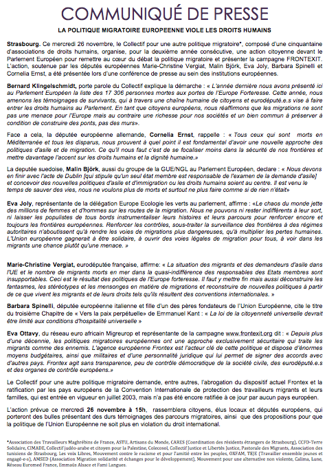 Communiqué de presse LA POLITIQUE MIGRATOIRE EUROPEENNE VIOLE LES DROITS HUMAINS #Frontexit
<a href="/Migreurop/">Migreurop</a> <a href="/EurActiv_FR/">Euractiv France</a>