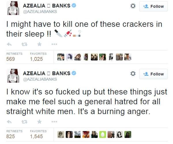 PrisonPlanet's tweet photo. Boycott @AZEALIABANKS for her vile racism &amp; irresponsible hate speech at a time of deep national distress. #Ferguson http://t.co/sN6D4LyqYo