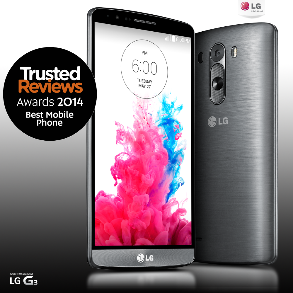 LGUK's tweet photo. So proud to be awarded "Best Mobile Phone" 2014 by @trustedreviews for the awesome #LGG3 Thanks guys! :) http://t.co/iIwuJnKvK3
