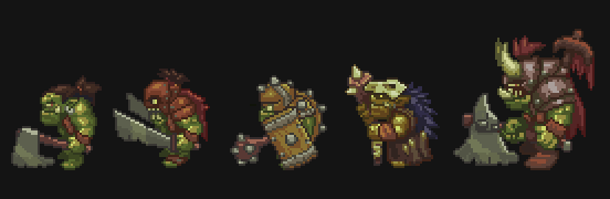 ThomasFrick's tweet photo. ORCS!! Time to animate those boys! #DungeonLabyrinth #pixelart #gamedev http://t.co/lDJV07We9r