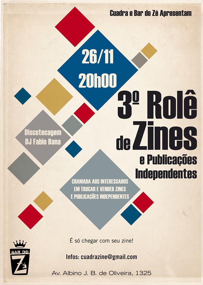 obardoze's tweet photo. 3º Rolê de Zines e Publicações Independentes do BdZ, hoje 26\11. 
https://t.co/RRzRDdUnW5 http://t.co/0AzfPHAnEy